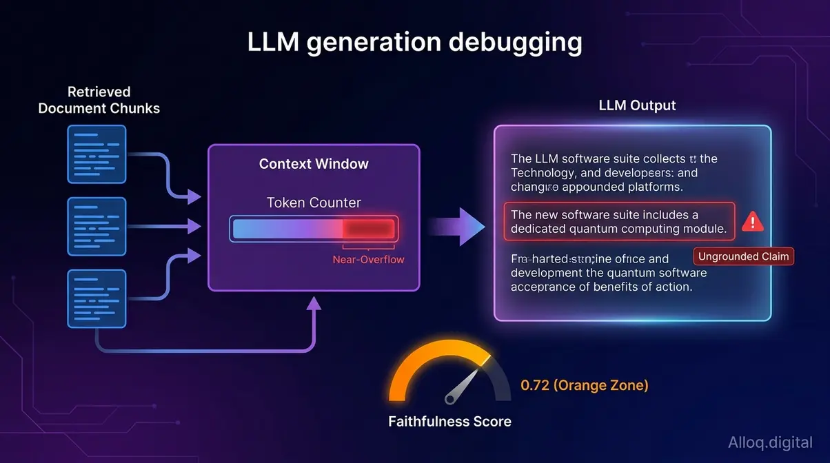 LLM Generierungsfehler debuggen: Halluzination-Erkennung mit Faithfulness-Score und Context-Overflow-Analyse