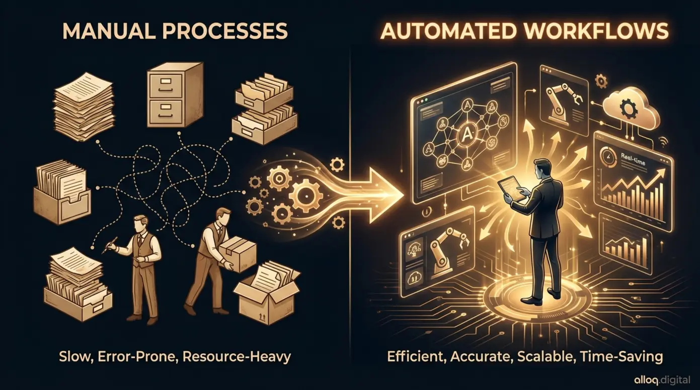Vergleich zwischen manuellen Papierprozessen und digitalen automatisierten Workflows