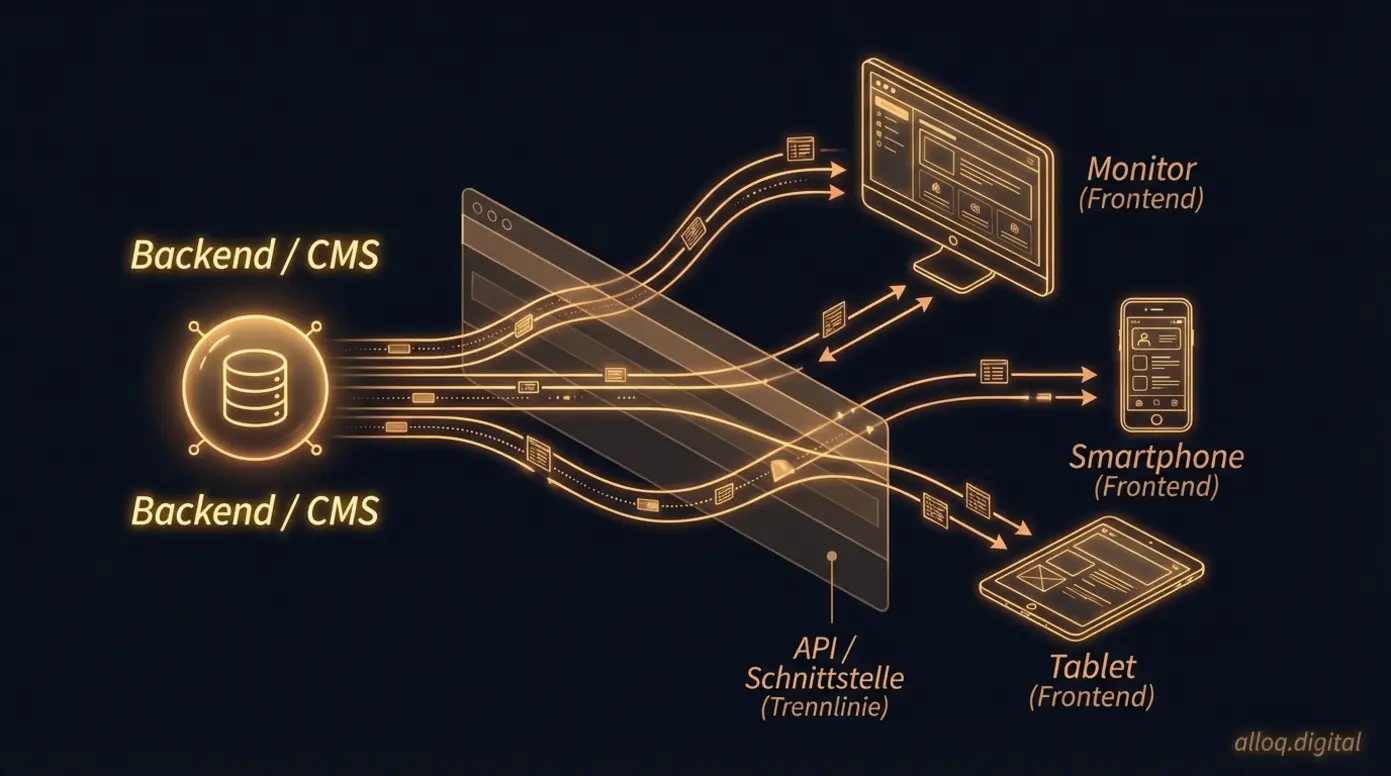 Architekturskizze eines Headless CMS Setups