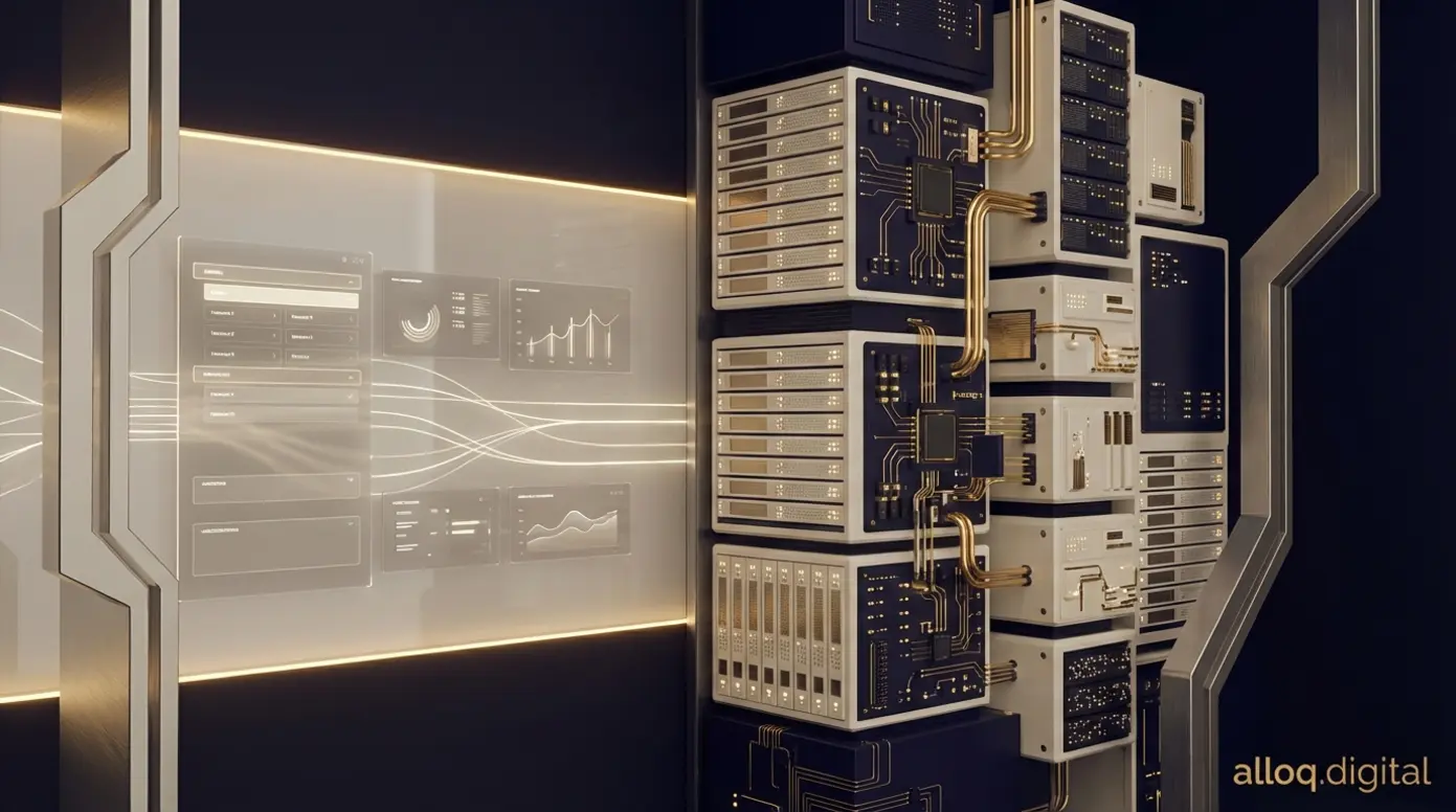 Vergleich einer visuellen CMS-Oberfläche mit einer modularen Serverarchitektur